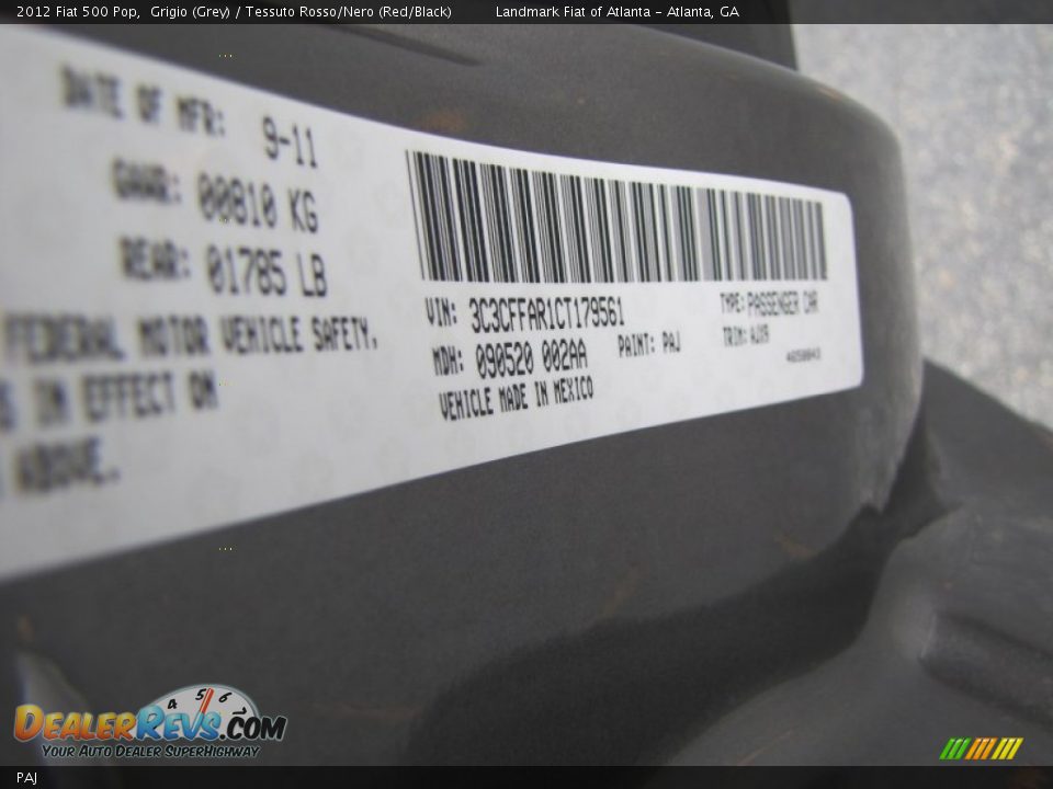 Fiat Color Code PAJ Grigio (Grey)