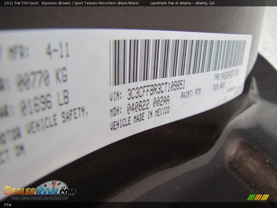 Fiat Color Code PTM Espresso (Brown)