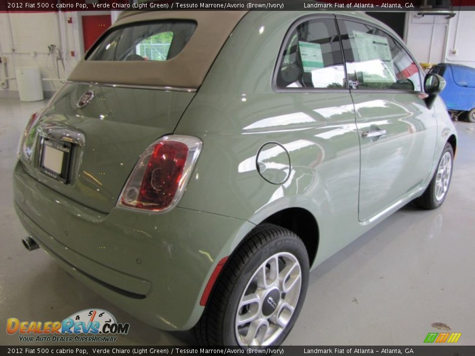 2012 Fiat 500 c cabrio Pop Verde Chiaro (Light Green) / Tessuto Marrone/Avorio (Brown/Ivory) Photo #3