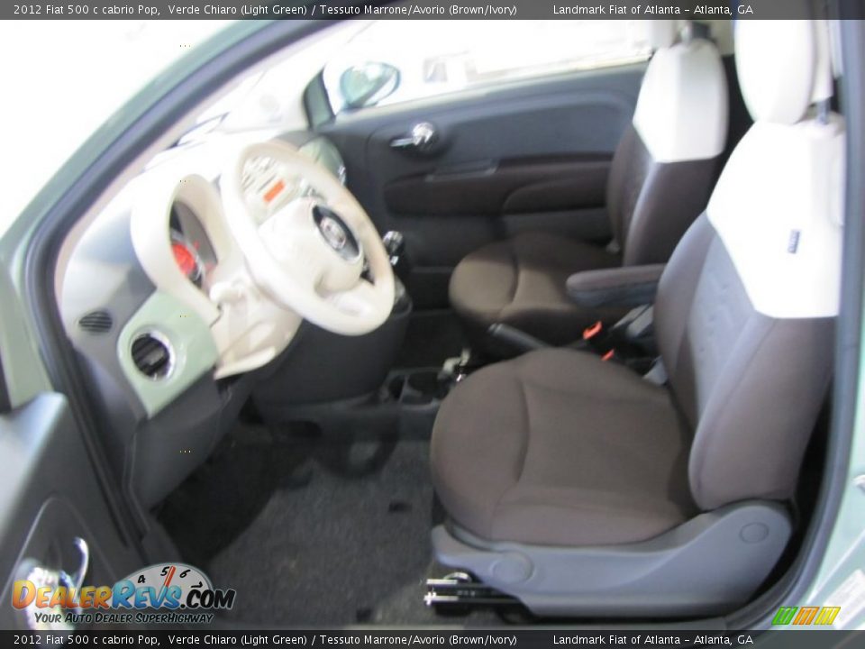 2012 Fiat 500 c cabrio Pop Verde Chiaro (Light Green) / Tessuto Marrone/Avorio (Brown/Ivory) Photo #5