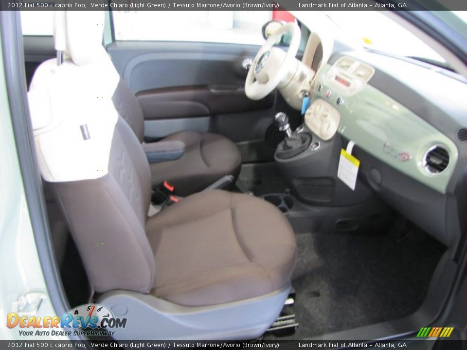 2012 Fiat 500 c cabrio Pop Verde Chiaro (Light Green) / Tessuto Marrone/Avorio (Brown/Ivory) Photo #8
