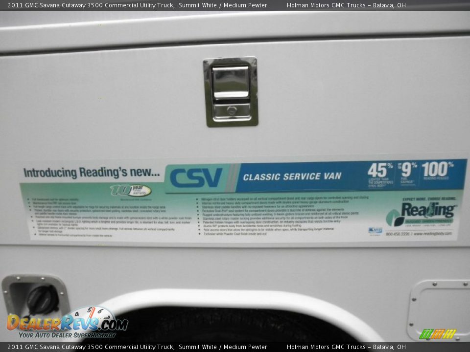 Info Tag of 2011 GMC Savana Cutaway 3500 Commercial Utility Truck Photo #11
