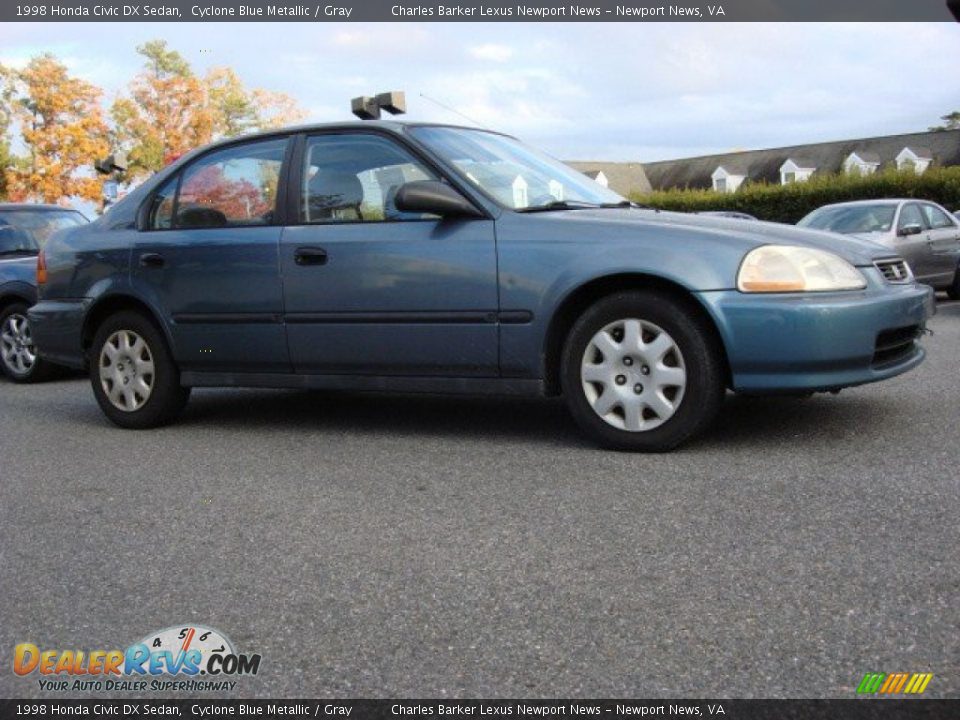 1998 Honda Civic DX Sedan Cyclone Blue Metallic / Gray Photo #2