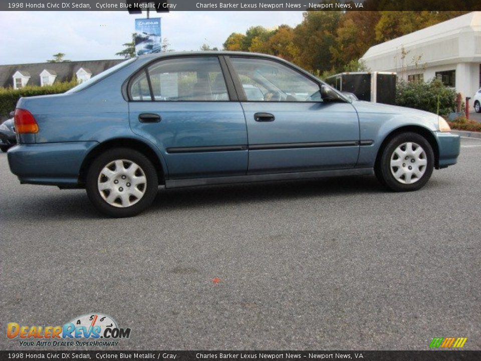 1998 Honda Civic DX Sedan Cyclone Blue Metallic / Gray Photo #3