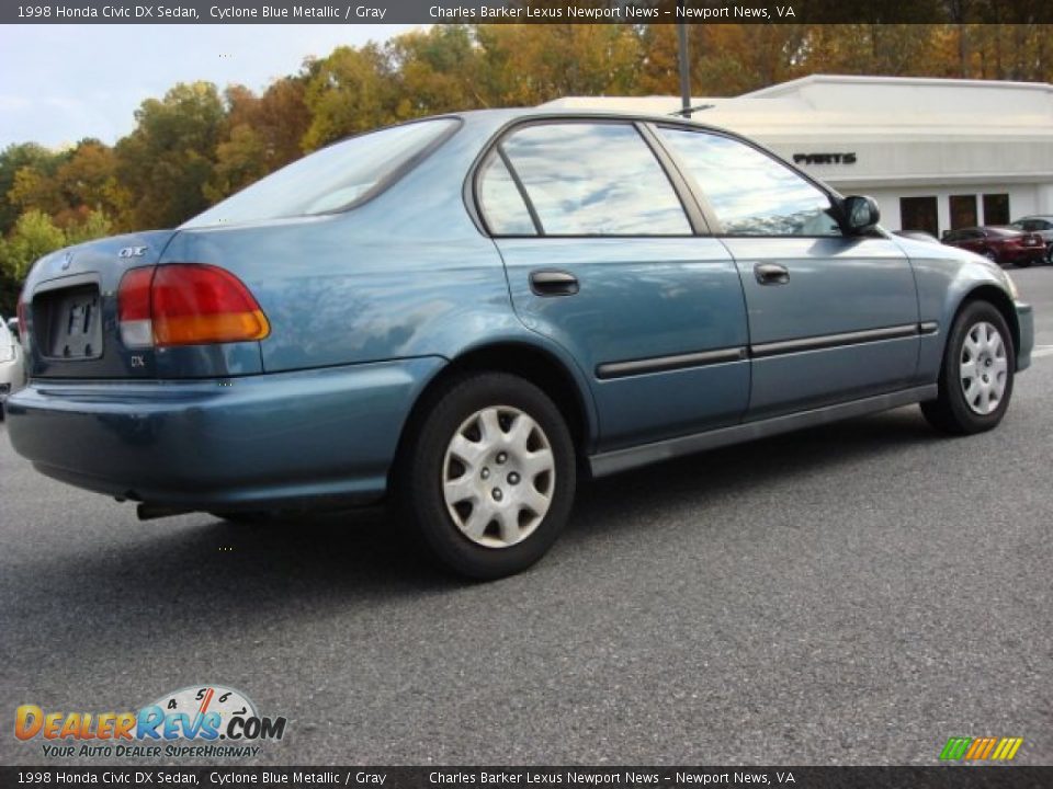 1998 Honda Civic DX Sedan Cyclone Blue Metallic / Gray Photo #4