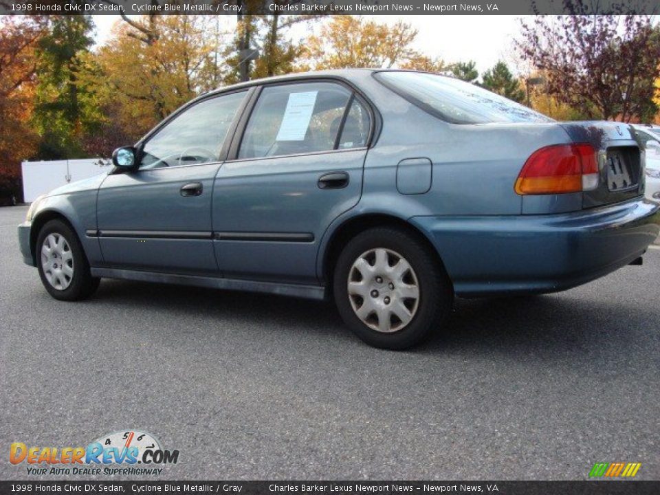 1998 Honda Civic DX Sedan Cyclone Blue Metallic / Gray Photo #5