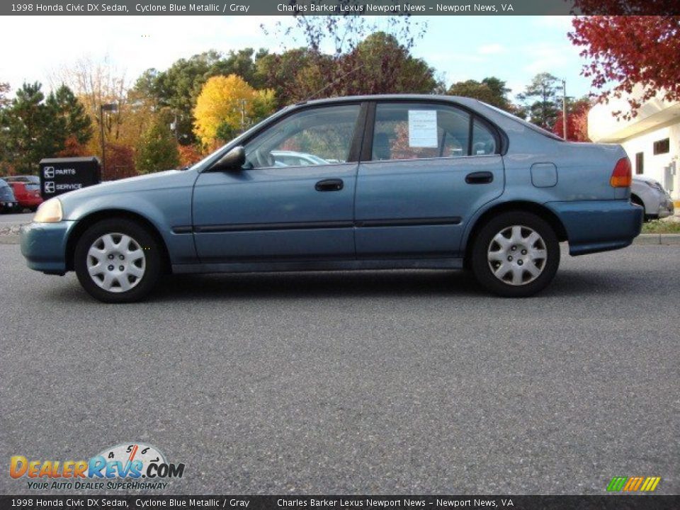 1998 Honda Civic DX Sedan Cyclone Blue Metallic / Gray Photo #6
