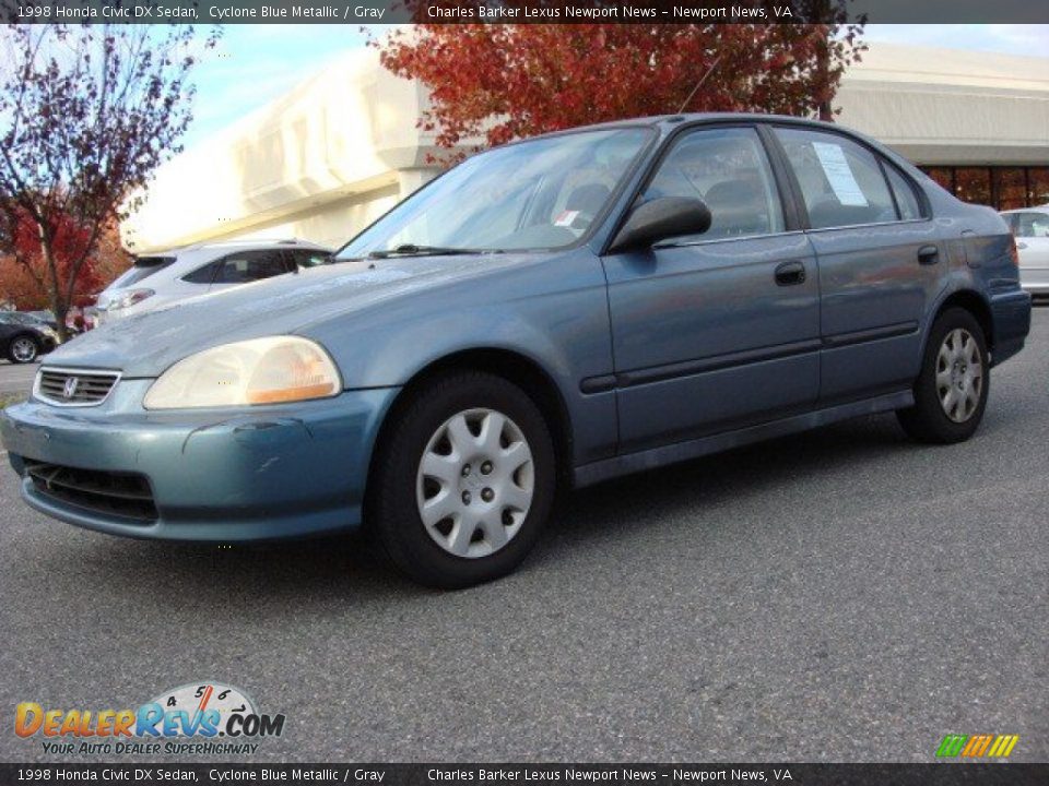 1998 Honda Civic DX Sedan Cyclone Blue Metallic / Gray Photo #7