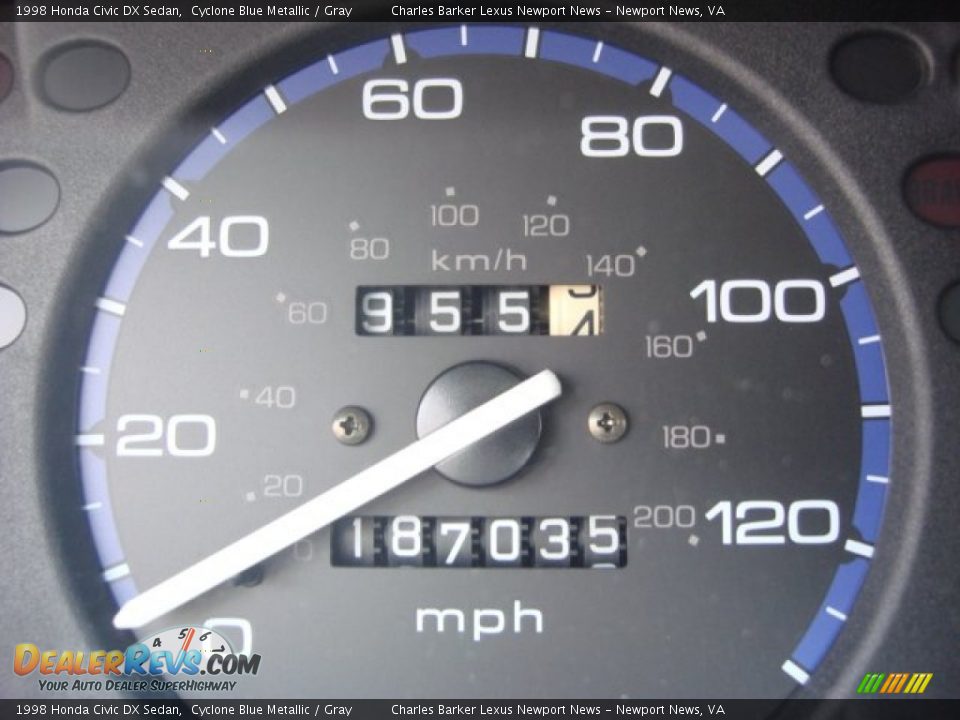 1998 Honda Civic DX Sedan Cyclone Blue Metallic / Gray Photo #12
