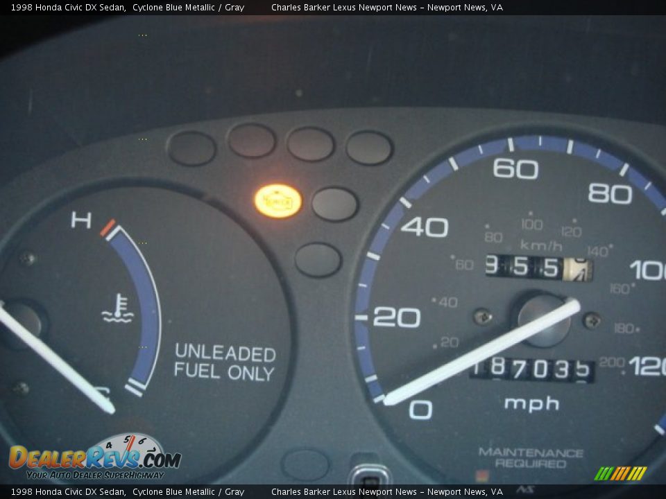 1998 Honda Civic DX Sedan Cyclone Blue Metallic / Gray Photo #17