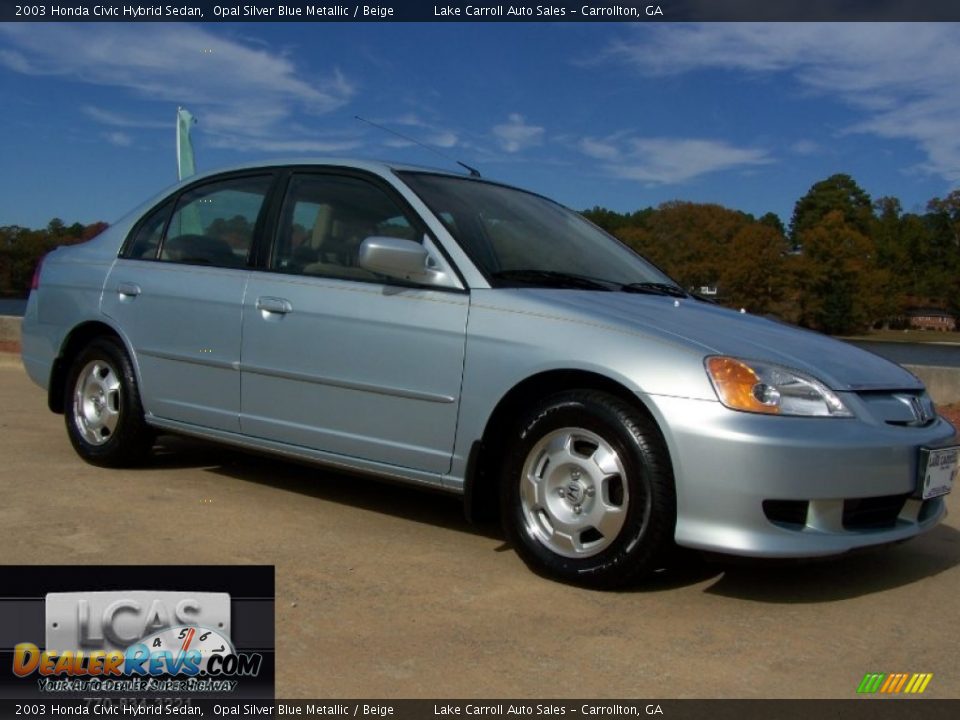 2003 Honda Civic Hybrid Sedan Opal Silver Blue Metallic / Beige Photo #1