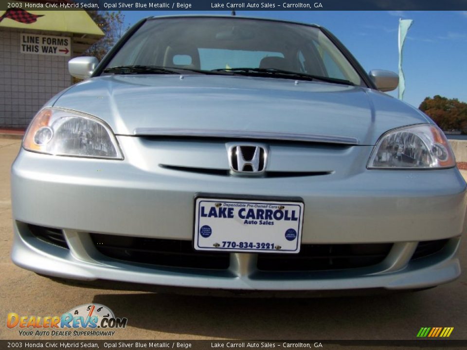 2003 Honda Civic Hybrid Sedan Opal Silver Blue Metallic / Beige Photo #3