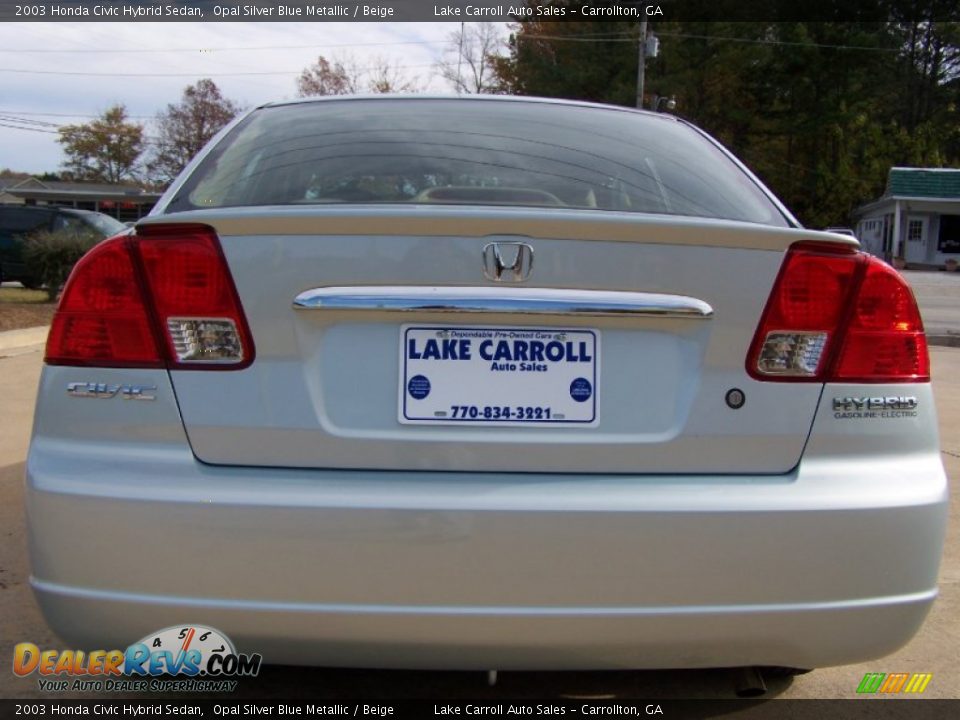 2003 Honda Civic Hybrid Sedan Opal Silver Blue Metallic / Beige Photo #4