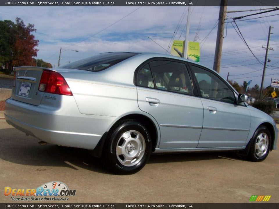 2003 Honda Civic Hybrid Sedan Opal Silver Blue Metallic / Beige Photo #5