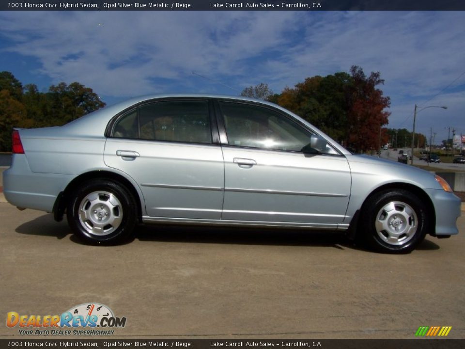 2003 Honda Civic Hybrid Sedan Opal Silver Blue Metallic / Beige Photo #7