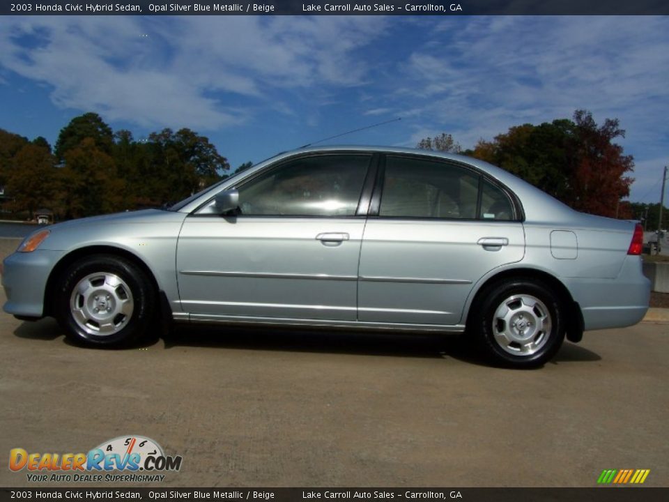 2003 Honda Civic Hybrid Sedan Opal Silver Blue Metallic / Beige Photo #8