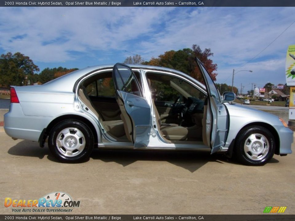 2003 Honda Civic Hybrid Sedan Opal Silver Blue Metallic / Beige Photo #9