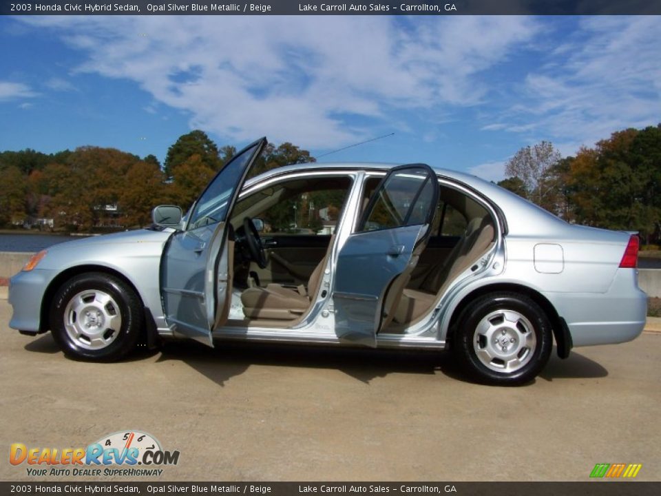 2003 Honda Civic Hybrid Sedan Opal Silver Blue Metallic / Beige Photo #10