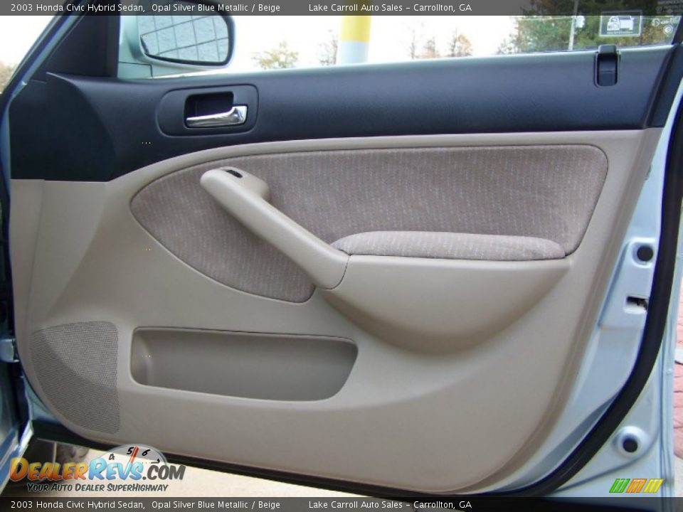 2003 Honda Civic Hybrid Sedan Opal Silver Blue Metallic / Beige Photo #12