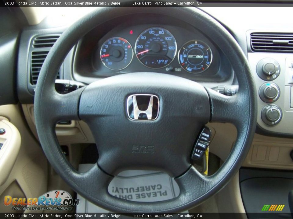 2003 Honda Civic Hybrid Sedan Opal Silver Blue Metallic / Beige Photo #13