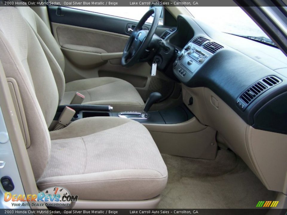 2003 Honda Civic Hybrid Sedan Opal Silver Blue Metallic / Beige Photo #18
