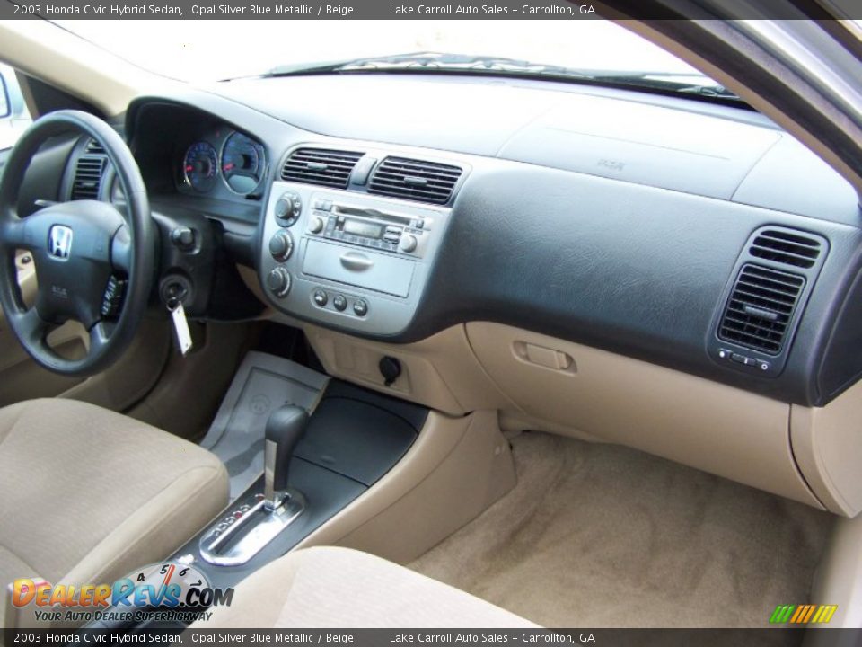 2003 Honda Civic Hybrid Sedan Opal Silver Blue Metallic / Beige Photo #21