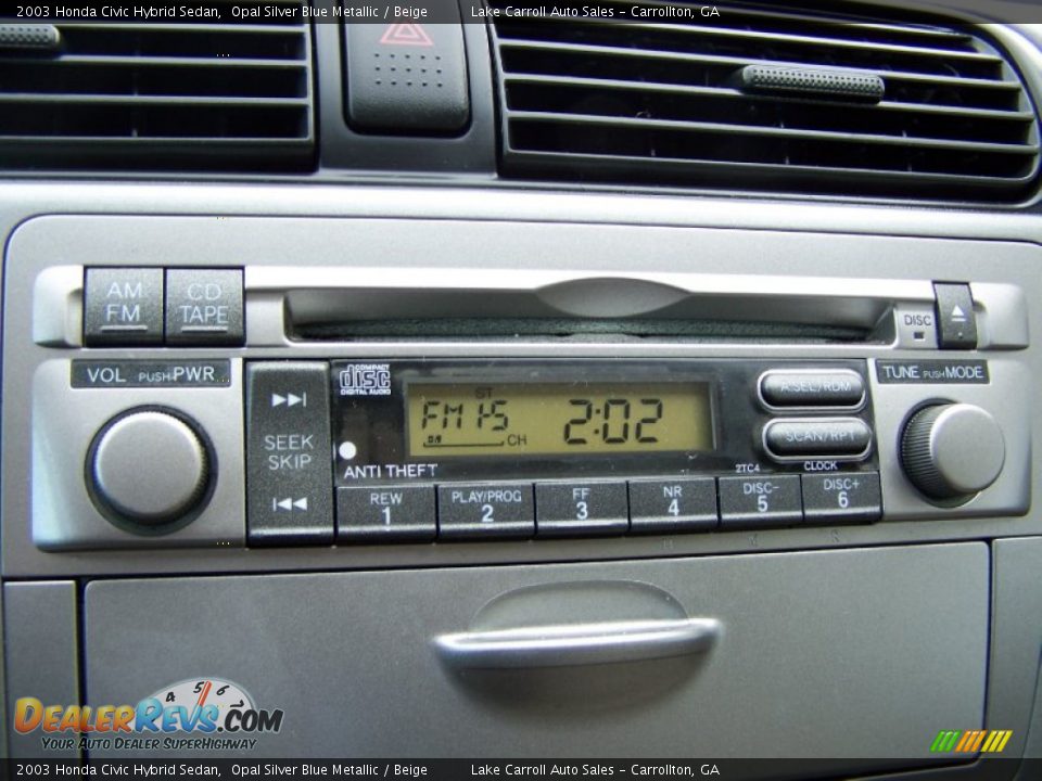 2003 Honda Civic Hybrid Sedan Opal Silver Blue Metallic / Beige Photo #22
