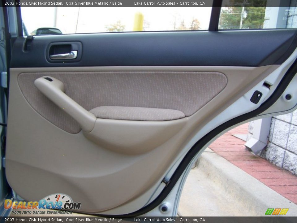 2003 Honda Civic Hybrid Sedan Opal Silver Blue Metallic / Beige Photo #26