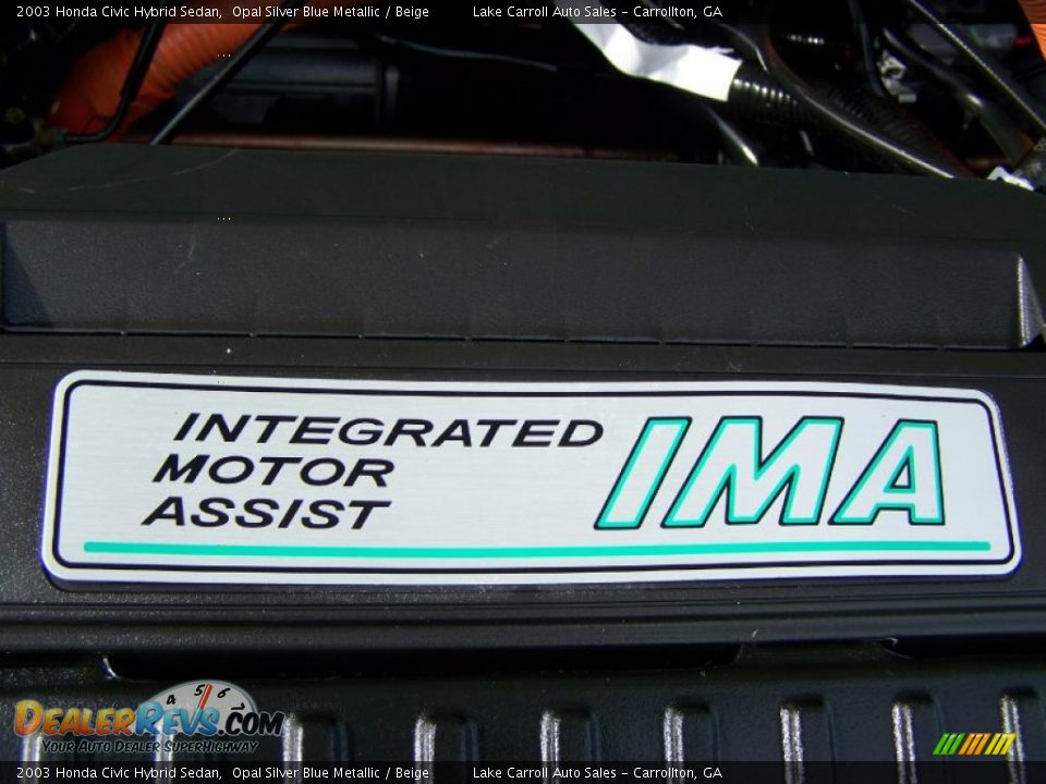 2003 Honda Civic Hybrid Sedan Opal Silver Blue Metallic / Beige Photo #34