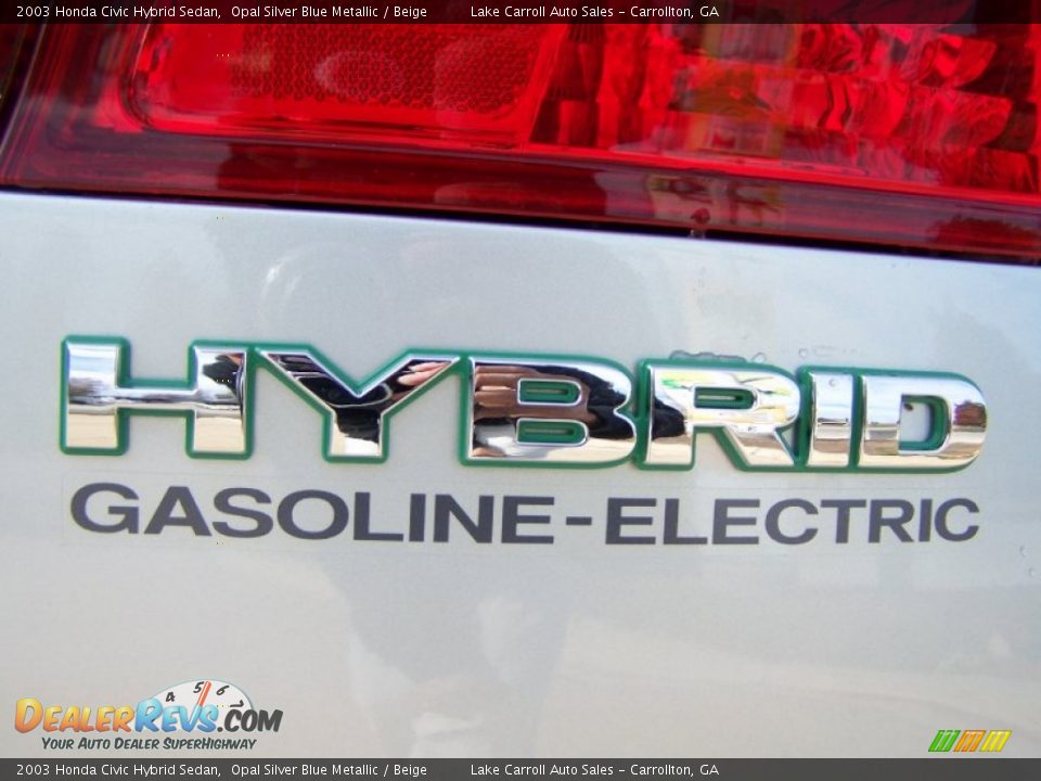2003 Honda Civic Hybrid Sedan Opal Silver Blue Metallic / Beige Photo #35