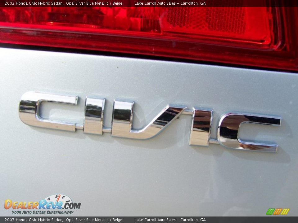 2003 Honda Civic Hybrid Sedan Opal Silver Blue Metallic / Beige Photo #36