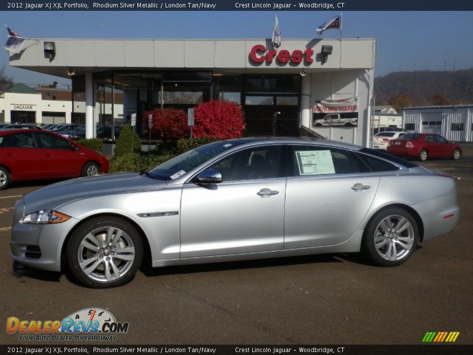 2012 Jaguar XJ XJL Portfolio Rhodium Silver Metallic / London Tan/Navy Photo #1