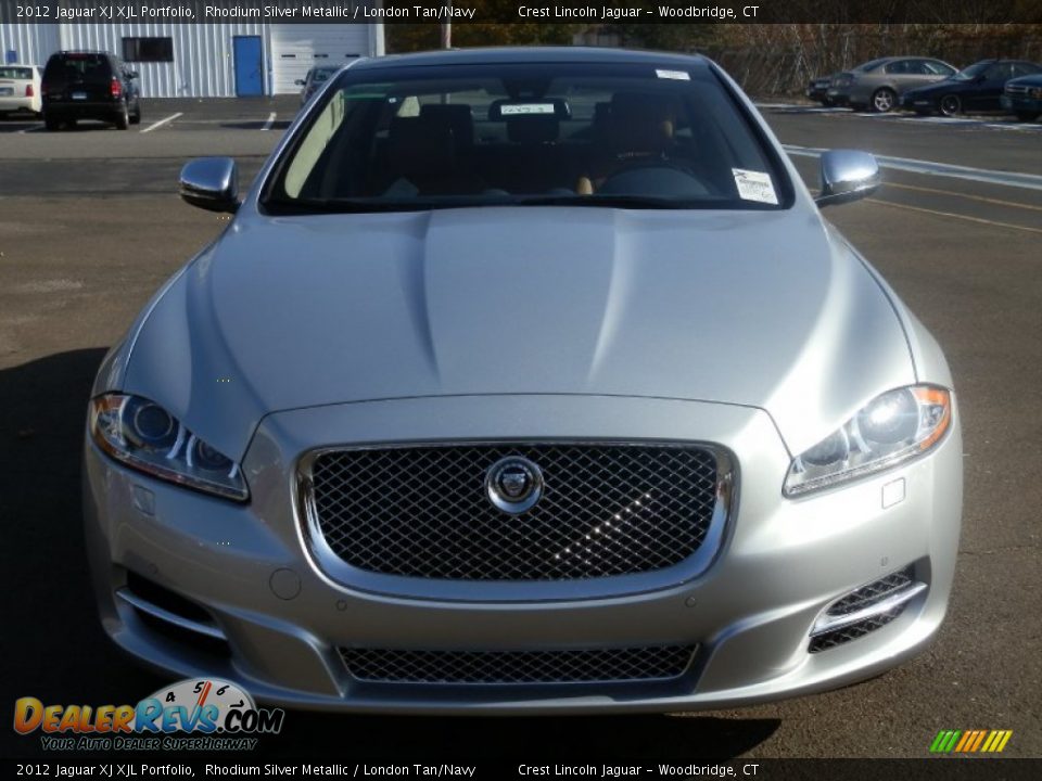 2012 Jaguar XJ XJL Portfolio Rhodium Silver Metallic / London Tan/Navy Photo #3