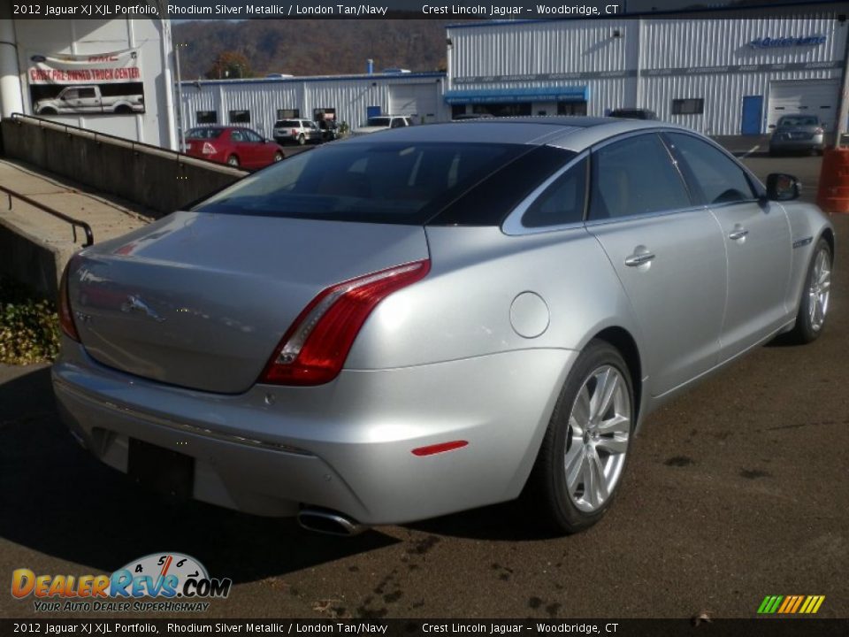 2012 Jaguar XJ XJL Portfolio Rhodium Silver Metallic / London Tan/Navy Photo #5