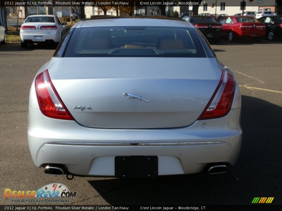 2012 Jaguar XJ XJL Portfolio Rhodium Silver Metallic / London Tan/Navy Photo #6