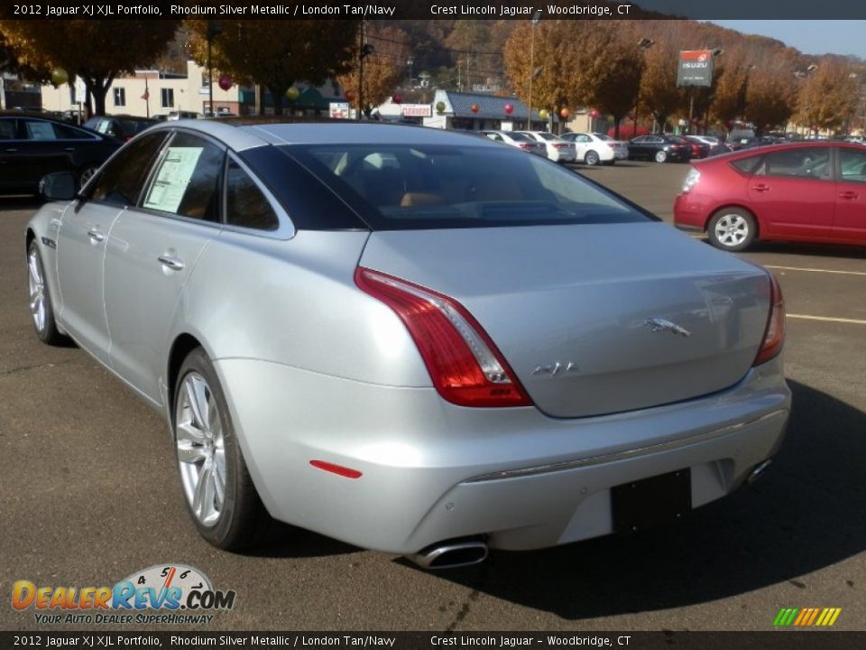 2012 Jaguar XJ XJL Portfolio Rhodium Silver Metallic / London Tan/Navy Photo #7