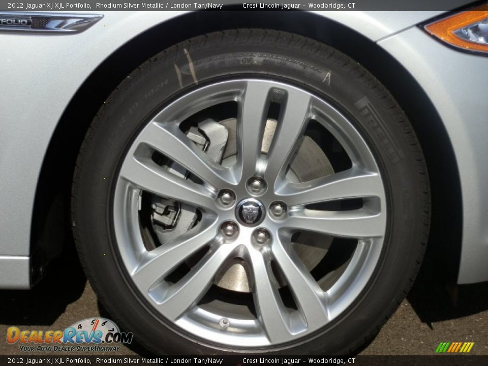 2012 Jaguar XJ XJL Portfolio Rhodium Silver Metallic / London Tan/Navy Photo #17