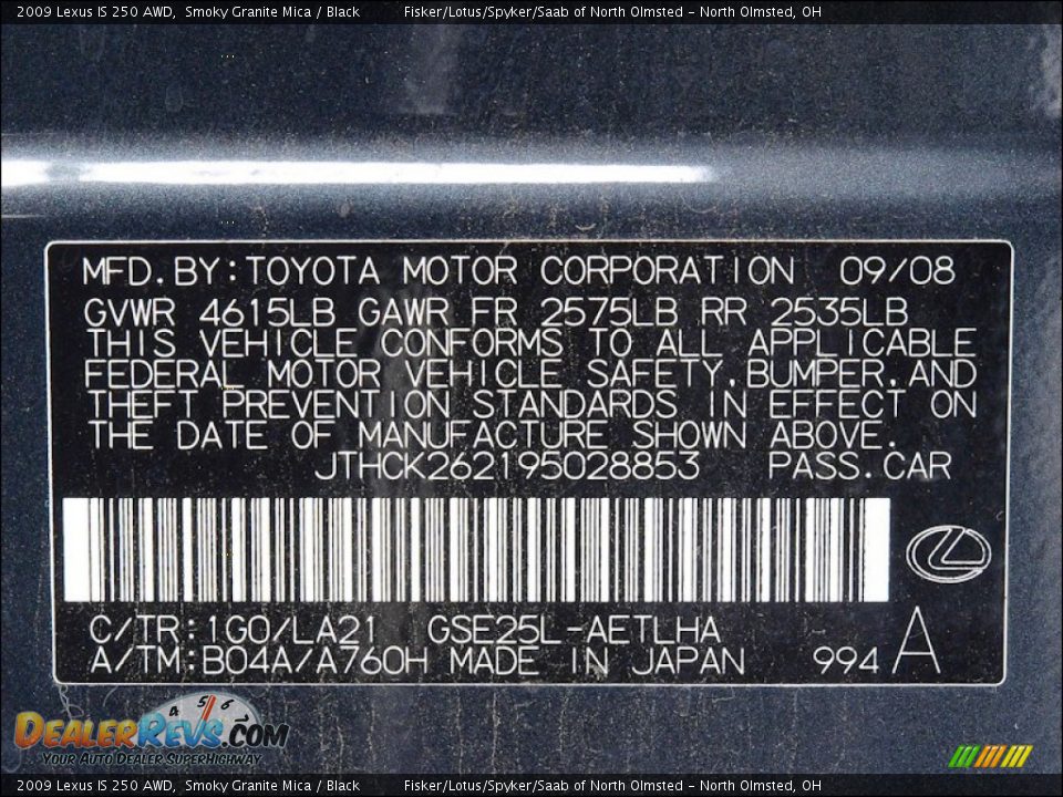 2009 Lexus IS 250 AWD Smoky Granite Mica / Black Photo #16