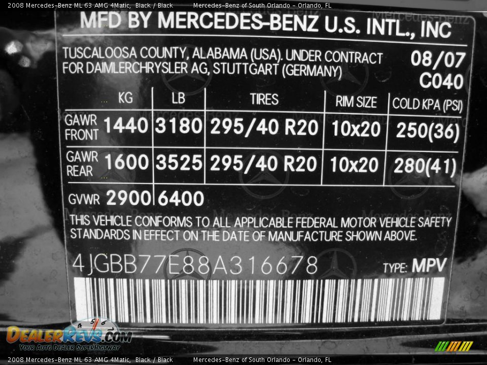 2008 Mercedes-Benz ML 63 AMG 4Matic Black / Black Photo #26