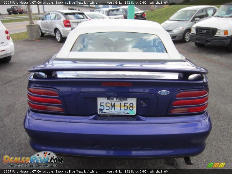 1995 Ford Mustang GT Convertible Sapphire Blue Metallic / White Photo #6
