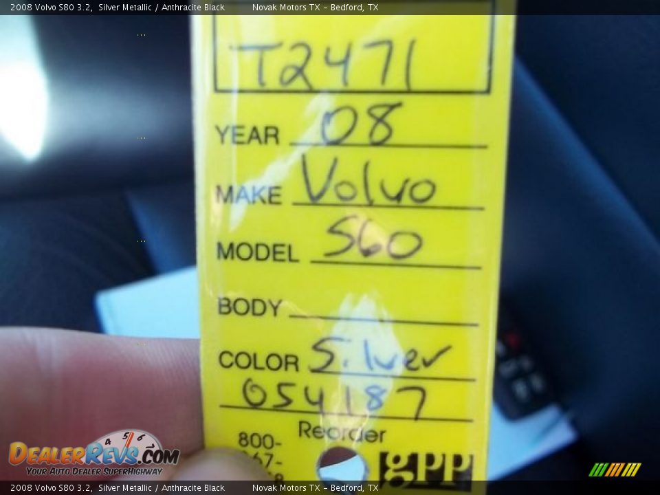 2008 Volvo S80 3.2 Silver Metallic / Anthracite Black Photo #3