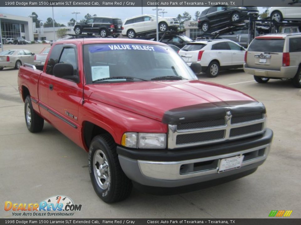 1998 Dodge Ram 1500 Laramie SLT Extended Cab Flame Red / Gray Photo #7