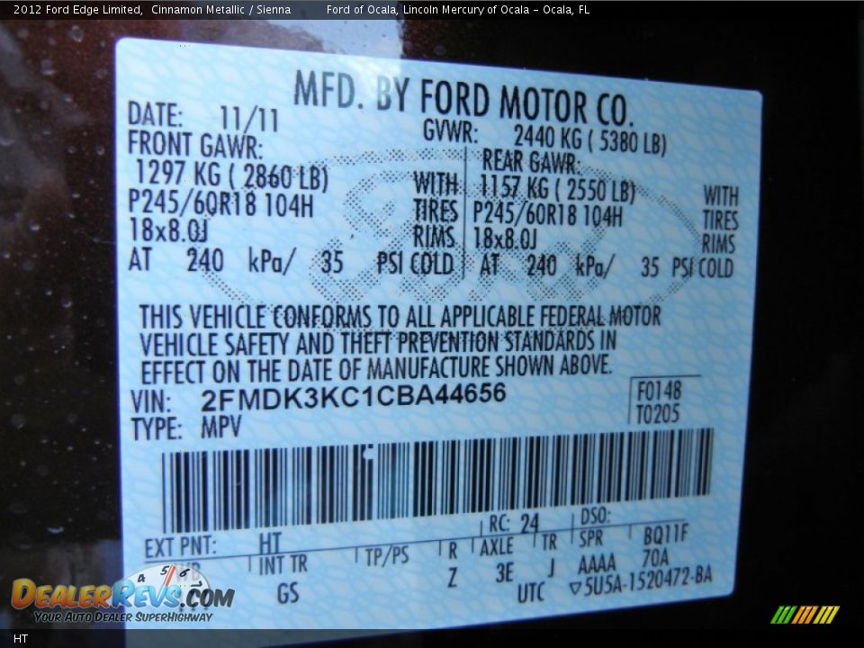 Ford Color Code HT Cinnamon Metallic