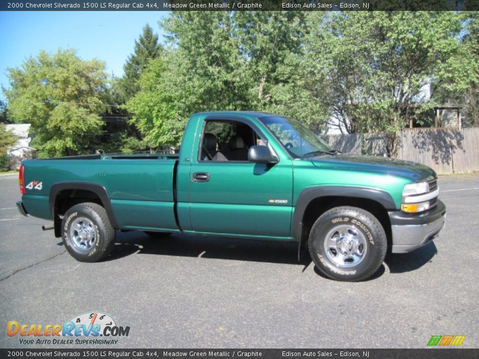 2000 Chevrolet Silverado 1500 LS Regular Cab 4x4 Meadow Green Metallic / Graphite Photo #10