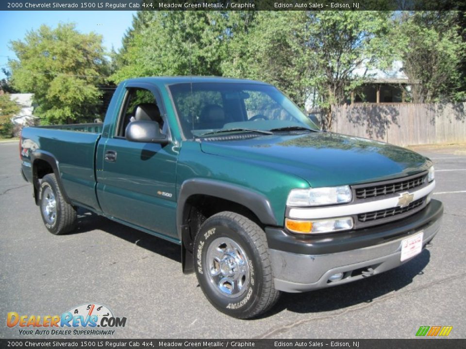 2000 Chevrolet Silverado 1500 LS Regular Cab 4x4 Meadow Green Metallic / Graphite Photo #11