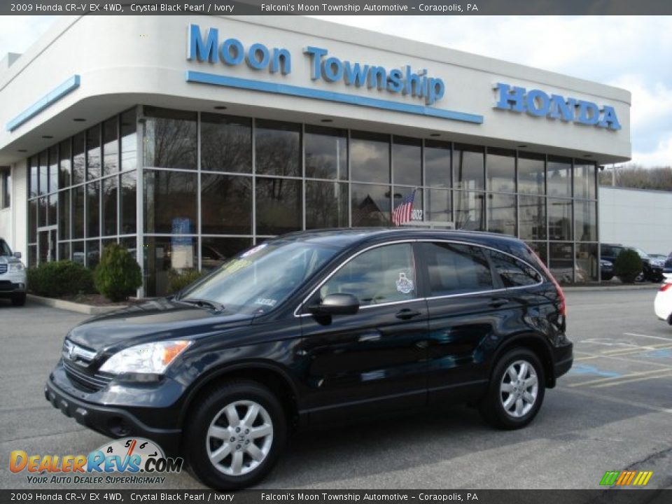 2009 Honda CR-V EX 4WD Crystal Black Pearl / Ivory Photo #1