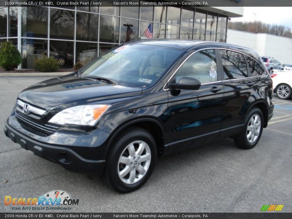 2009 Honda CR-V EX 4WD Crystal Black Pearl / Ivory Photo #2