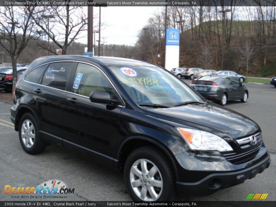 2009 Honda CR-V EX 4WD Crystal Black Pearl / Ivory Photo #7