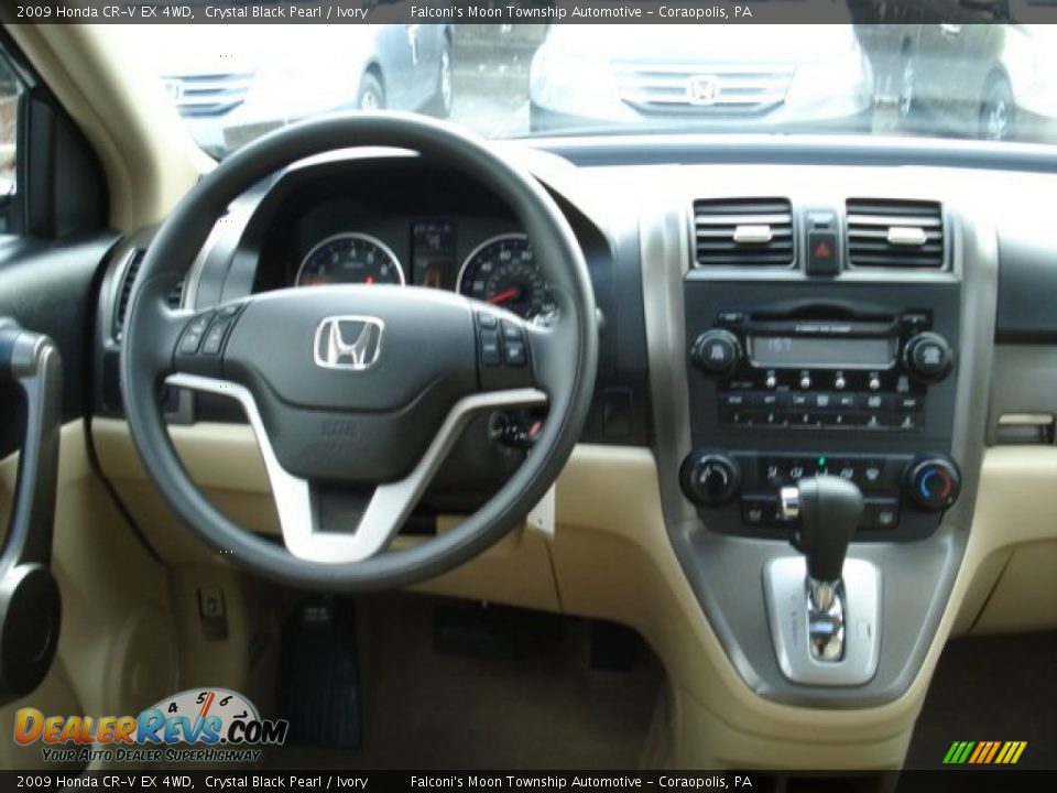 2009 Honda CR-V EX 4WD Crystal Black Pearl / Ivory Photo #10