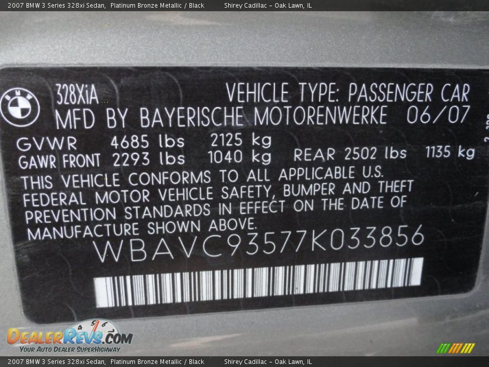 2007 BMW 3 Series 328xi Sedan Platinum Bronze Metallic / Black Photo #14